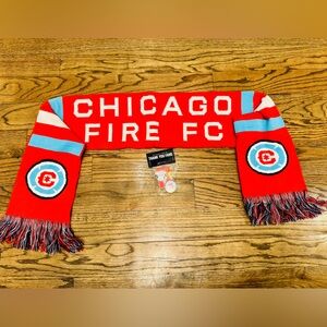Chicago Fire FC Fan Bundle NEW Scarf + 5-Pin Giveaway Set MLS Soccer
